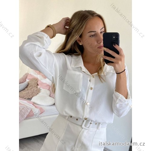 Košile oversize dlouhý rukáv dámská (M/L ONE SIZE) ITALSKÁ MÓDA IMWY22433/DR M/L bílá