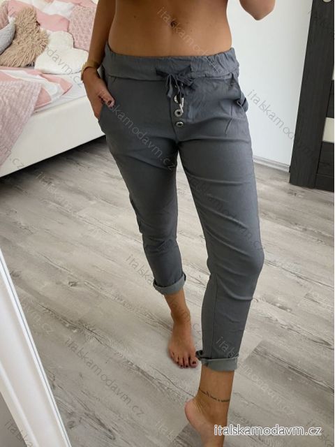 Kalhoty dlouhé strečové dámské s knoflíky (M/L ONE SIZE) ITALSKÁ MÓDA IMD22095