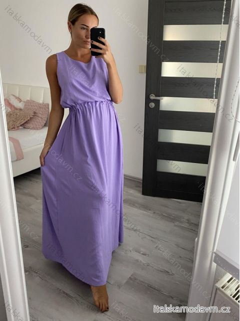 Šaty bez rukávu dlouhé letní dámské (S/M ONE SIZE) ITALSKÁ MÓDA IMWB22019/DR