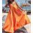 Šaty dlouhé letní na ramínka satén dámské (S/M/L ONE SIZE) ITALSKÁ MÓDA IMM22694 oranžová S/M