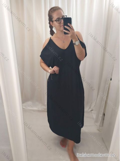 Šaty maxi dlouhé letní na ramínka oversize dámské nadrozměr (L/XL/2XL/3XL/4XL ONE SIZE) ITALSKÁ MÓDA IMD22556