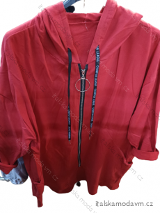 Mikina prodloužená na zip s kapucí dámská (XL/2XL ONE SIZE) ITALSKÁ MÓDA IM422862