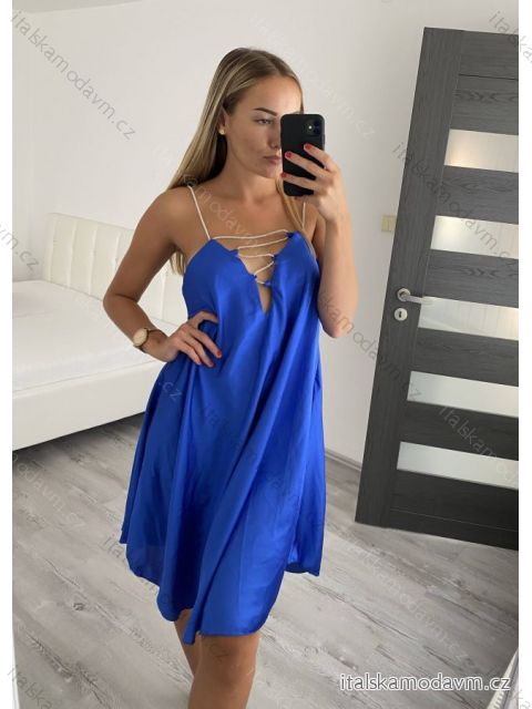 Šaty letní na ramínka krátké dámské (S/M ONE SIZE) ITALSKá MóDA IMM22685/DR