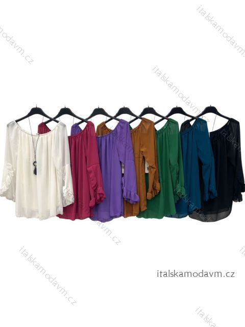 Tunika s přívěskem dlouhý rukáv dámská (S/M ONE SIZE) ITALSKÁ MÓDA IMPLM22700600065