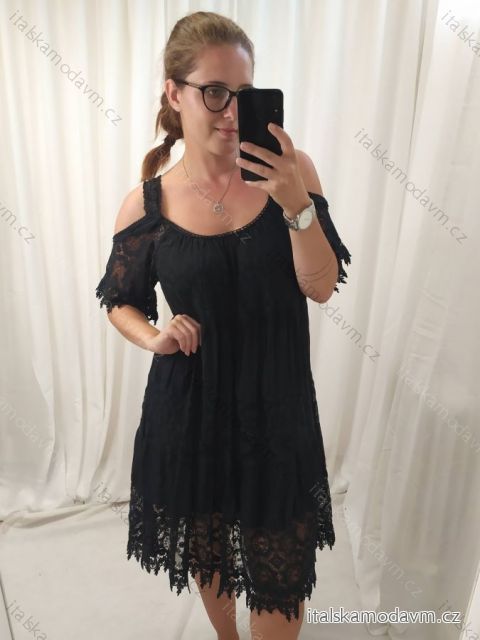 Šaty krajkové carmen na ramínka dámské (L/XL/2XL ONE SIZE) ITALSKÁ MÓDA IMWL221904/DR