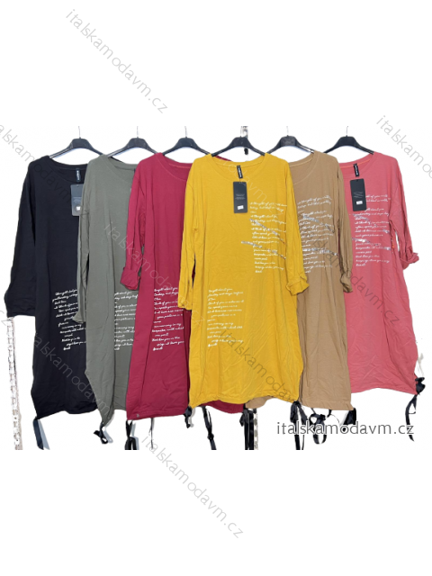 Šaty dlouhý rukáv dámské nadrozměr (XL/2XL ONE SIZE) ITALSKá MóDA IM422956