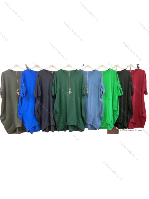 Šaty s príveskom 3/4 rukáv dámske nadrozmer (3XL/4XL ONE SIZE) TALIANSKA MóDA IM422996LH