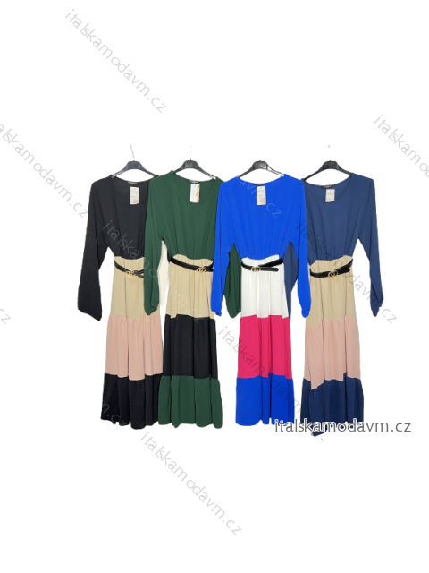 Šaty elegantné s opaskom dlhý rukáv dámske (S/M/L ONE SIZE) TALIANSKA MóDA IM4221015