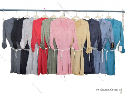 Šaty košilové dlouhý rukáv dámské (S/M/L ONE SIZE) ITALSKá MóDA IM422P55D88