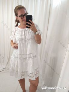 Šaty letní krajkové krátký rukáv dámské (M/L/XL ONE SIZE) ITALSKÁ MÓDA IM422592
