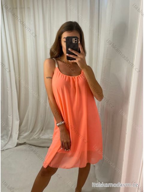 Šaty šifonové letní na ramínka dámské (S/M ONE SIZE) ITALSKá MóDA IM322260