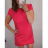 Šaty elegantný krátky rukáv letné dámske (36-38-40-42-44) Poľská MÓDA PMLK21LEILA-ROSE/DR ružová 42