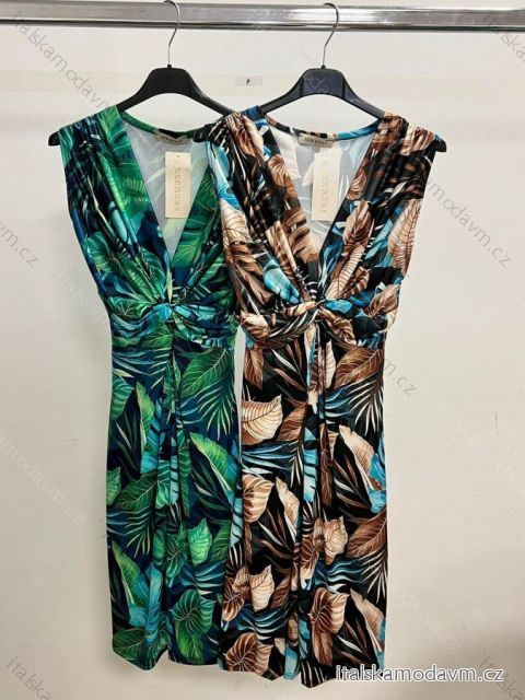 Šaty krátke letné icecool bez rukávov dámske (S/M/L ONE SIZE) TALIANSKA MÓDA IMM21691/DR M/L zelená