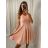 Šaty elegantní krátké bez rukávu  dámské (S/M ONE SIZE) ITALSKÁ MÓDA IM322124/DR růžová S/M