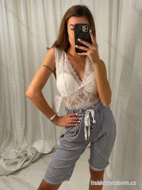 Kraťasy šortky strečové dámské (S/M ONE SIZE) ITALSKÁ MÓDA IM422PRUH/DR