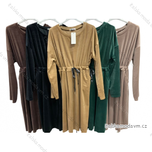 Šaty sametové dlouhý rukáv dámské (S/M/L ONE SIZE) ITALSKÁ MÓDA IMC22610