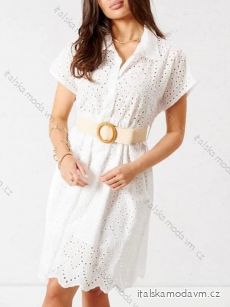 Šaty letní krajkové košilové krátký rukáv dámské (S/M ONE SIZE) ITALSKÁ MÓDA IMM22SY12166/DR
