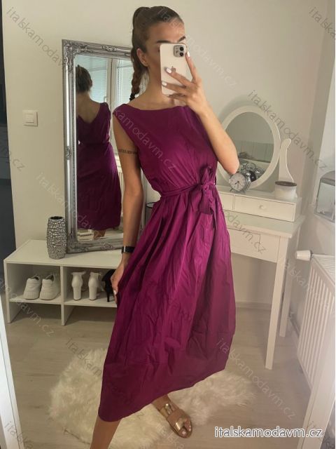 Šaty letní bez rukávu dámské (S/M ONE SIZE) ITALSKÁ MÓDA IMPLM221429/DR