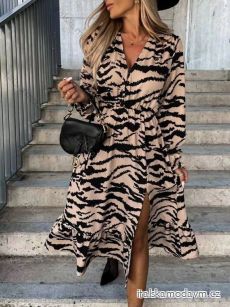 Šaty košilové dlouhý rukáv dámské leopard (S/M/L ONE SIZE) ITALSKÁ MÓDA IMWGS22005