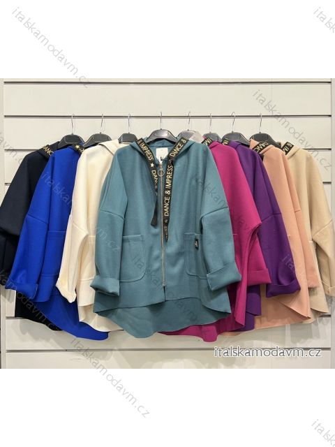 Mikina na zip s kapucí dlouhý rukáv dámská (S/M ONE SIZE) ITALSKÁ MÓDA IMPSH2221274