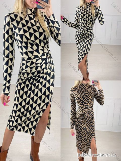 Šaty elegantní dlouhý rukáv dámské (S/M ONE SIZE) ITALSKÁ MÓDA IMPBB221100f