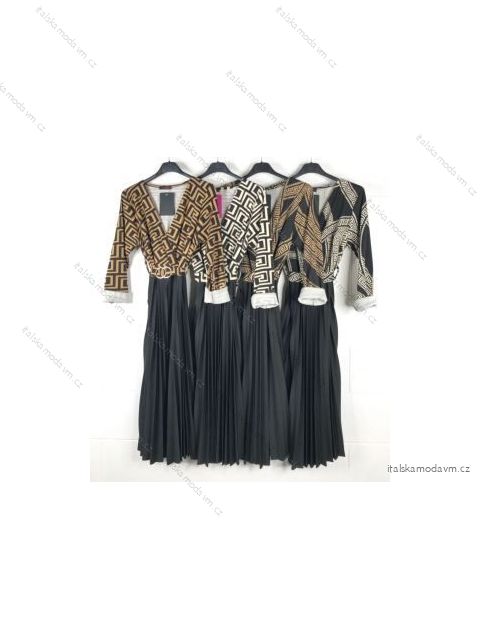 Šaty skládané dlouhý rukáv dámské (S/M ONE SIZE) ITALSKÁ MÓDA IMPBB2212281x