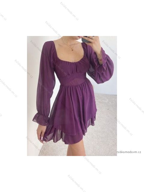 Šaty dlouhý rukáv dámské (S/M ONE SIZE) ITALSKÁ MÓDA IMPBB22A47704
