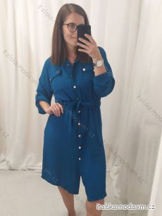 Šaty košilové dlouhý rukáv dámské (M/L/XL ONE SIZE) ITALSKÁ MÓDA IMWG22496/DR