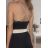 Tielko crop top na ramienka dámske (S/M ONE SIZE) TALIANSKA MÓDA IMPBB22C23695/DR čierna S/M