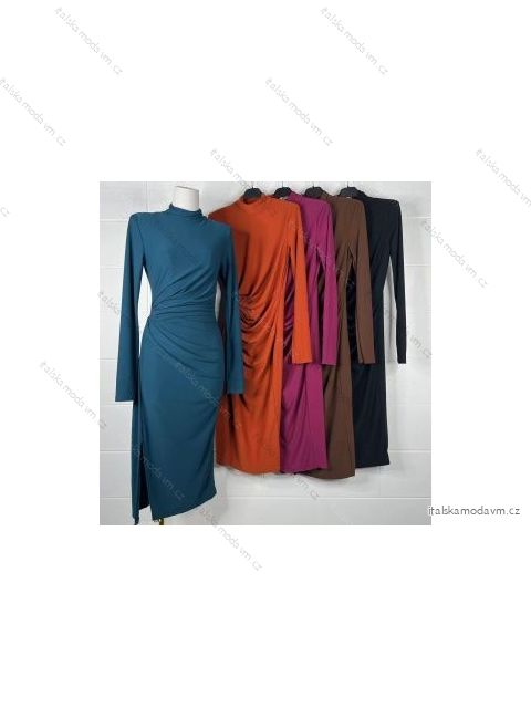 Šaty elegantní dlouhý rukáv dámské (S/M ONE SIZE) ITALSKÁ MÓDA IMPBB221100