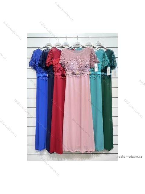 Šaty elegantní dlouhé krátký rukáv dámské (S/M ONE SIZE) ITALSKÁ MÓDA IMPSH2216386