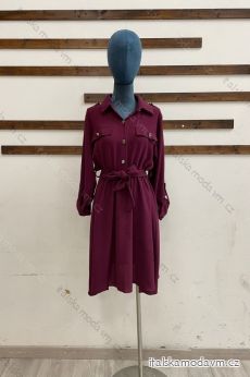 Šaty košilové dlouhý rukáv dámské (S/M ONE SIZE) ITALSKÁ MÓDA IMPDY22LS17980