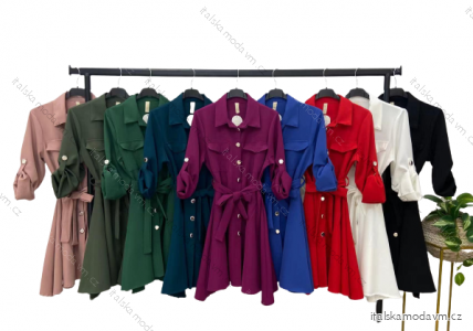 Šaty elegantní košilové dlouhý rukáv dámské (S/M ONE SIZE) ITALSKÁ MÓDA IMM22MS52228
