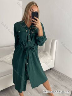 Šaty košilové dlouhý rukáv dámské (M/L/XL ONE SIZE) ITALSKÁ MÓDA IMWB22217/DR