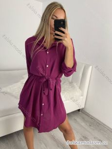 Šaty elegantní košilové dlouhý rukáv dámské (S/M/L ONE SIZE) ITALSKá MóDA IM4221050