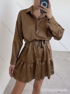 Šaty košilové elegantní dlouhý rukáv dámské (S/M ONE SIZE) ITALSKÁ MÓDA IMPBB22F2898