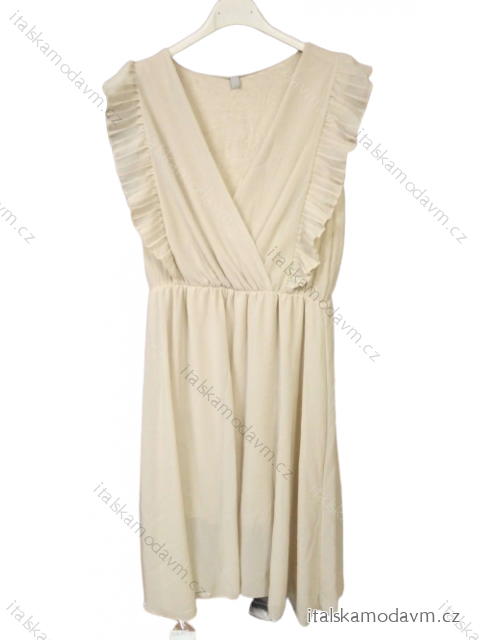 Šaty letní bez rukávu dámské (S/M ONE SIZE) ITALSKÁ MÓDA IMPLM2223461/DR béžová S/M