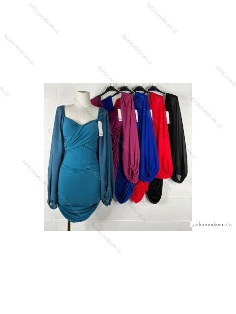 Šaty elegantní dlouhý rukáv dámské (S/M ONE SIZE) ITALSKÁ MÓDA IMPBB22a11150
