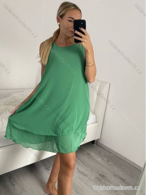 Šaty šifonové bez rukávů dámské (S/M/L ONE SIZE) ITALSKá MóDA IM322103/DUR7 zelená