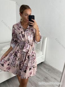 Šaty košilové dlouhý rukáv dámské (S/M/L ONE SIZE) ITALSKÁ MÓDA IM622105