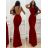 Šaty elegantní společenské dlouhé na ramínka dámské (S/M ONE SIZE) ITALSKá MóDA IMM22LS9714 červená S/M