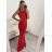 Šaty elegantní společenské dlouhé na ramínka dámské (S/M ONE SIZE) ITALSKá MóDA IMM22LS9714 červená S/M