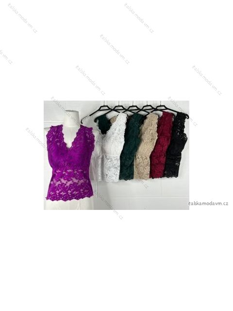 Tielko/top čipkový bez rukávu dámske (S/M ONE SIZE) TALIANSKA MÓDA IMPBB22W2123