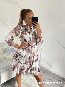 Šaty šifonové elegantní košilové dlouhý rukáv dámské (S/M ONE SIZE) ITALSKÁ MÓDA IMWG22637