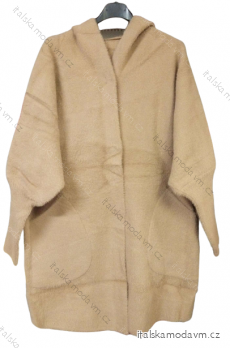Kabát alpaka teplý dlouhý rukáv s kapucí dámský (S/M/L ONE SIZE) ITALSKÁ MÓDA IMWD20476/D/P7