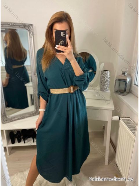Šaty s opaskom dlhý rukáv dámske (S/M/L ONE SIZE) TALIANSKA MÓDA IMWA223453