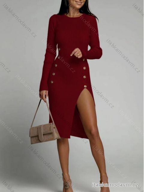 Šaty teplé dlouhý rukáv dámské (S/M/L ONE SIZE) ITALSKá MóDA IMD22887