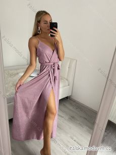 Šaty elegantní společenské dlouhé na ramínka třpytivé dámské (S/M ONE SIZE) ITALSKá MóDA IMM22LS38095