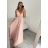 Šaty elegantné spoločenské na ramienka dámske (S/M ONE SIZE) TALIANSKA MÓDA IMM22fs52571 svetlo ružová S/M