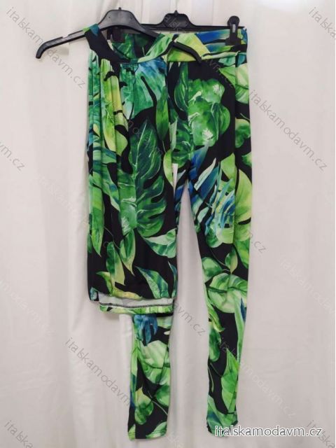 Souprava top a kalhoty icecool bez rukávu dámská (S/M/L ONE SIZE) ITALSKÁ MÓDA IMM22231/DRčerno-zelená
